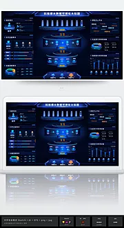 仙图网-蓝色科技感大数据可视化设备管理大屏统计UI后台