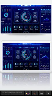 仙图网-科技蓝大数据可视化图表销售统计后台Ui首页