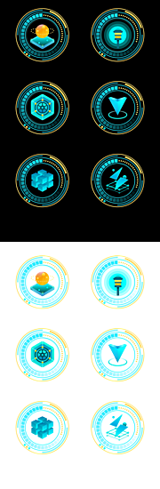 仙图网-科技感机械边框抽象元素旋转圆环UI图标icon