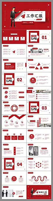 仙图网-红色大气公司工作报告总结PPT