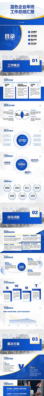 仙图网-蓝色企业年终总结汇报PPT